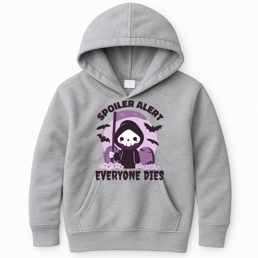 Spoiler Alert Everyone Dies Reaper Halloween Kids Hoodie
