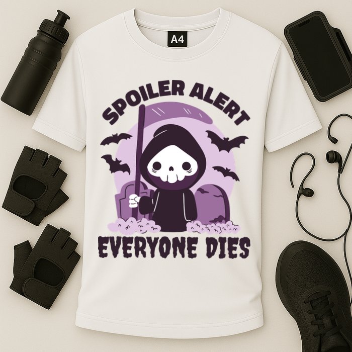 Spoiler Alert Everyone Dies Reaper Halloween Cooling Performance Crew T-Shirt