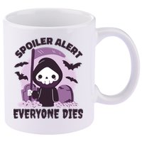 Spoiler Alert Everyone Dies Reaper Halloween 11oz C Handle Ceramic Mug