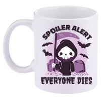 Spoiler Alert Everyone Dies Reaper Halloween 11oz C Handle Ceramic Mug