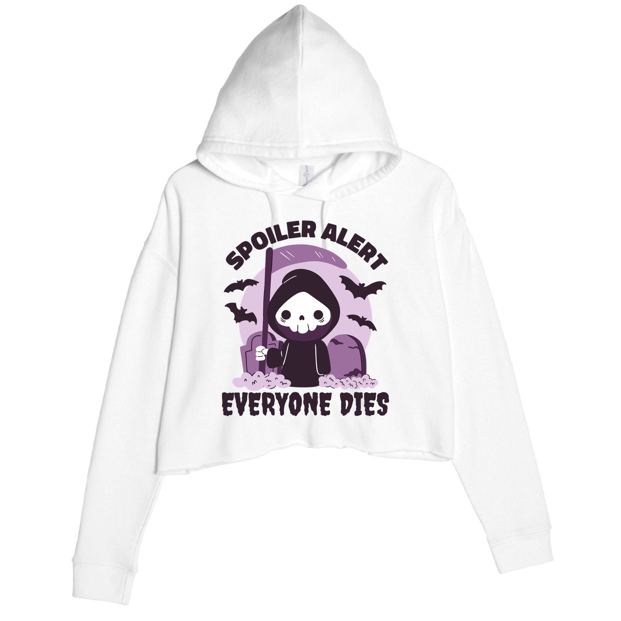 Spoiler Alert Everyone Dies Reaper Halloween Crop Fleece Hoodie