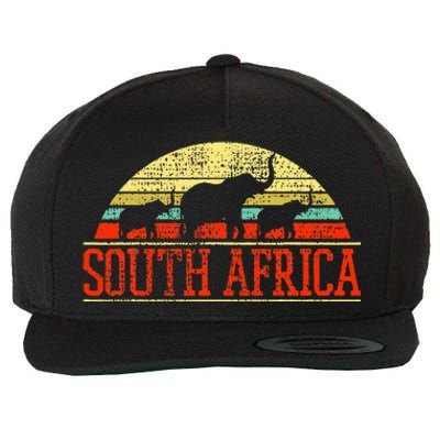 South Africa Elephant Gift Retro Vintage Wool Snapback Cap