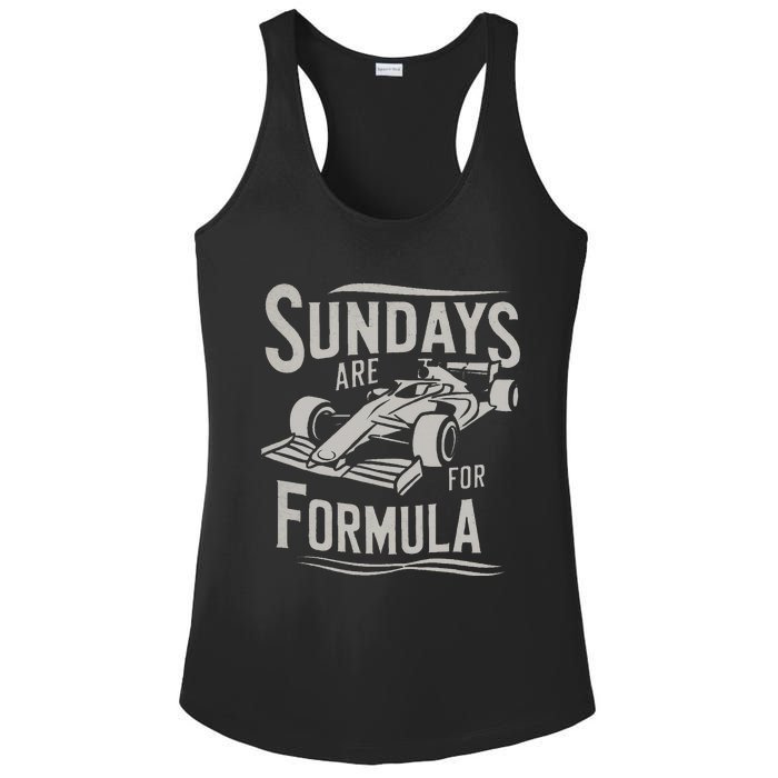 Sunday Are For Formula Racing Track Days & Motorsports Ladies PosiCharge Competitor Racerback Tank