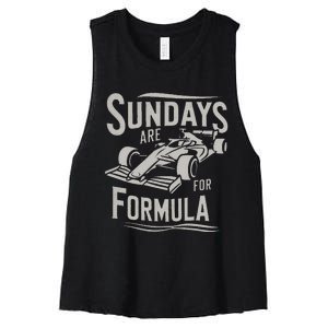 Sunday Are For Formula Racing Track Days & Motorsports Women's Racerback Cropped Tank