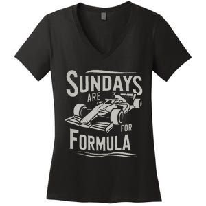 Sunday Are For Formula Racing Track Days & Motorsports Women's V-Neck T-Shirt