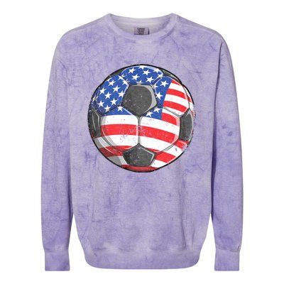 Soccer American Flag 4th Of July Colorblast Crewneck Sweatshirt