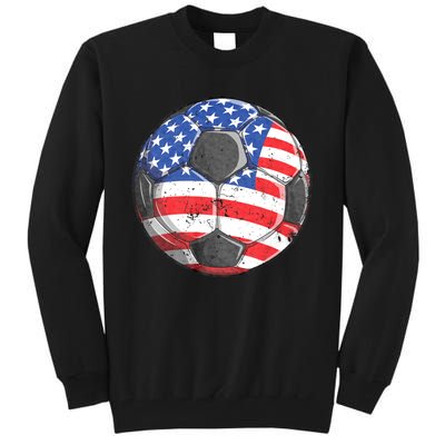 Soccer American Flag 4th Of July Tall Sweatshirt