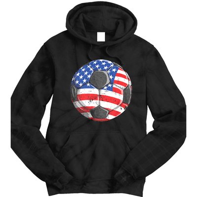 Soccer American Flag 4th Of July Tie Dye Hoodie