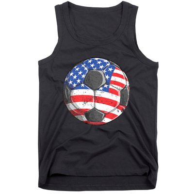 Soccer American Flag 4th Of July Tank Top