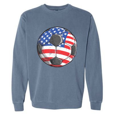 Soccer American Flag 4th Of July Garment-Dyed Sweatshirt