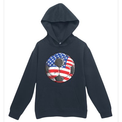 Soccer American Flag 4th Of July Urban Pullover Hoodie