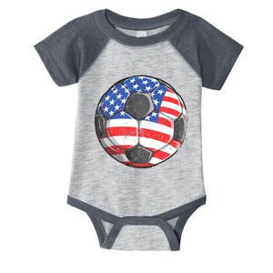 Soccer American Flag 4th Of July Infant Baby Jersey Bodysuit