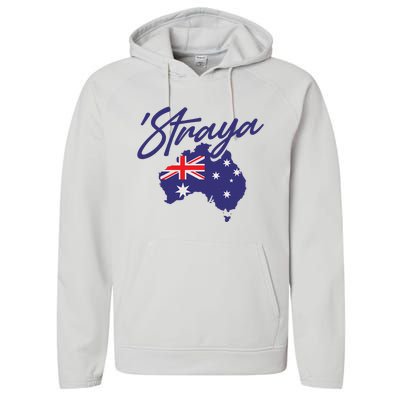 Straya Aussie For Australian Slang Performance Fleece Hoodie