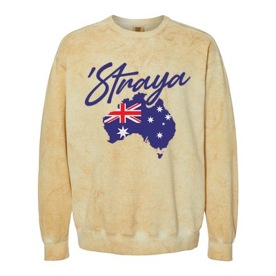 Straya Aussie For Australian Slang Colorblast Crewneck Sweatshirt