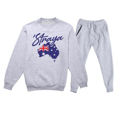 Straya Aussie For Australian Slang Premium Crewneck Sweatsuit Set