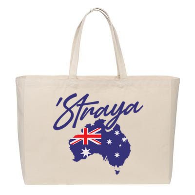 Straya Aussie For Australian Slang Cotton Canvas Jumbo Tote