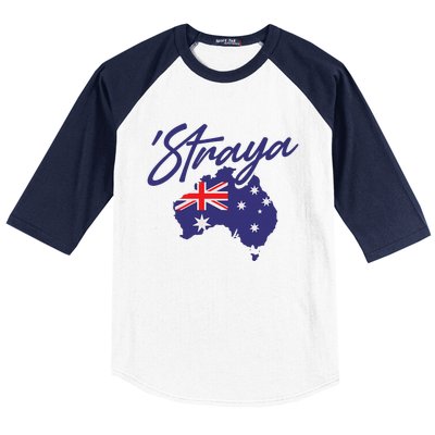 Straya Aussie For Australian Slang Baseball Sleeve Shirt