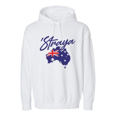 Straya Aussie For Australian Slang Garment-Dyed Fleece Hoodie