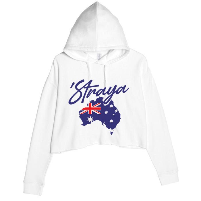 Straya Aussie For Australian Slang Crop Fleece Hoodie