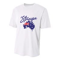 Straya Aussie For Australian Slang Youth Performance Sprint T-Shirt