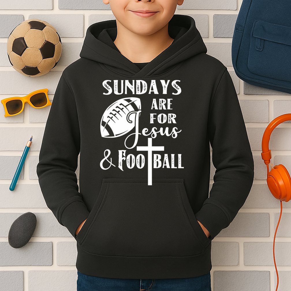 Sundays Are For Jesus And Football Kids Hoodie