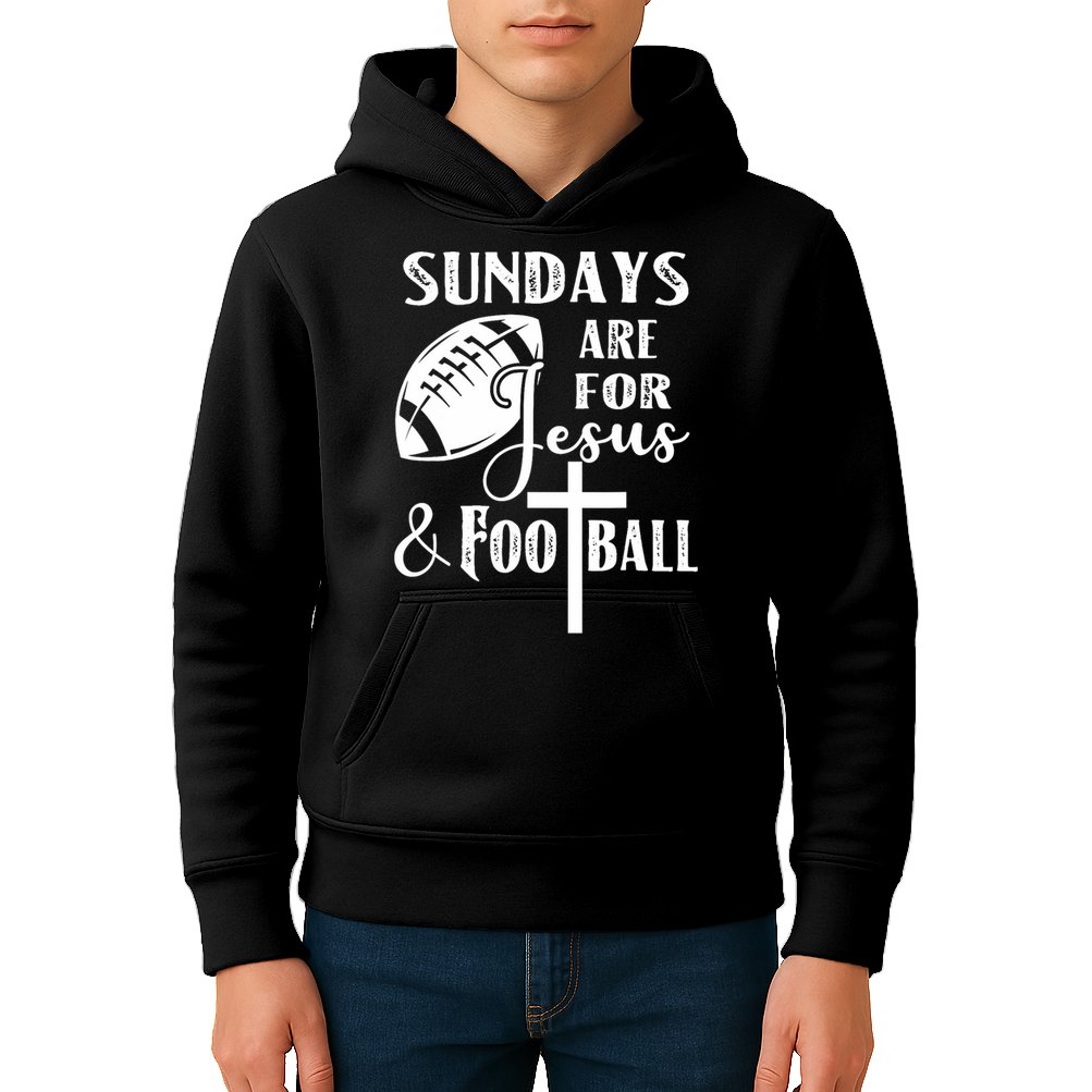 Sundays Are For Jesus And Football Kids Hoodie