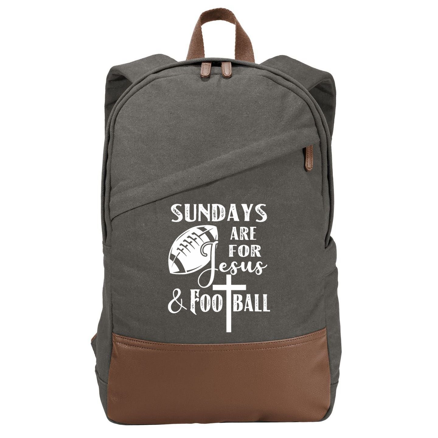 Sundays Are For Jesus And Football Cotton Canvas Backpack