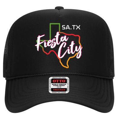 San Antonio Fiesta City Cinco De Mayo Fiesta Squad Texas High Crown Mesh Back Trucker Hat