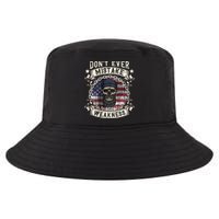 Skull American Flag Dont Ever Mistake Old Age For Weakness Cool Comfort Performance Bucket Hat