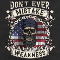 Skull American Flag Dont Ever Mistake Old Age For Weakness Cool Comfort Performance Bucket Hat