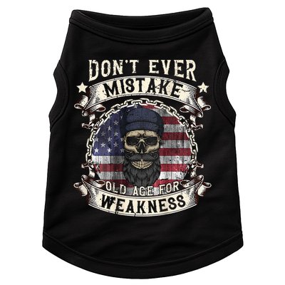 Skull American Flag Dont Ever Mistake Old Age For Weakness Doggie Tank