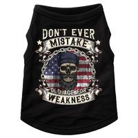 Skull American Flag Dont Ever Mistake Old Age For Weakness Doggie Tank