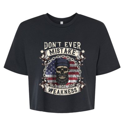 Skull American Flag Dont Ever Mistake Old Age For Weakness Bella+Canvas Jersey Crop Tee