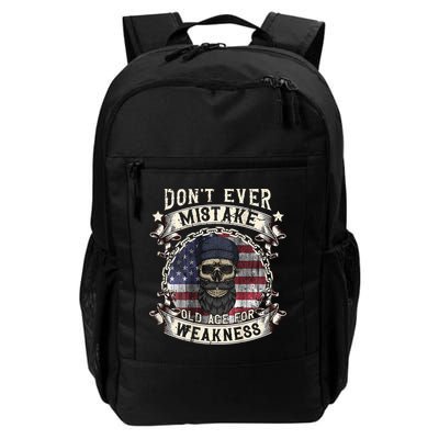 Skull American Flag Dont Ever Mistake Old Age For Weakness Backpack