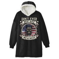 Skull American Flag Dont Ever Mistake Old Age For Weakness Hooded Wearable Blanket