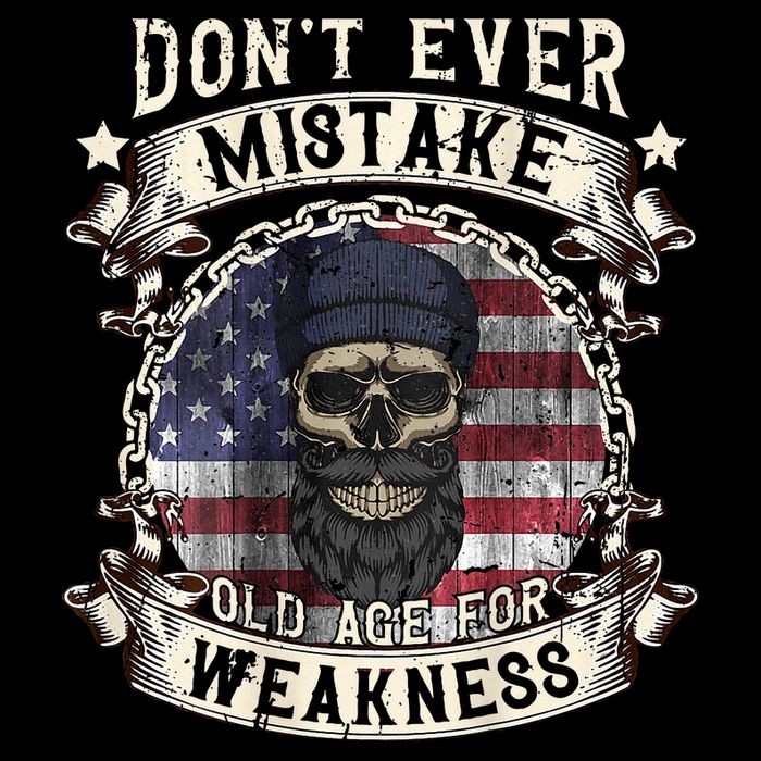 Skull American Flag Dont Ever Mistake Old Age For Weakness Drawstring Bag