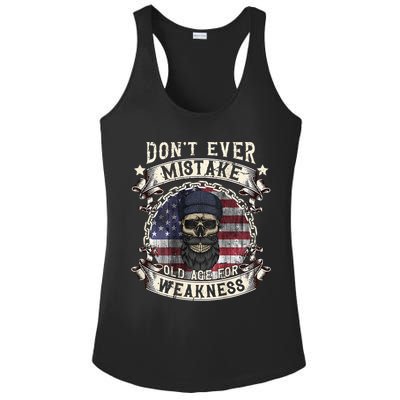 Skull American Flag Dont Ever Mistake Old Age For Weakness Ladies PosiCharge Competitor Racerback Tank