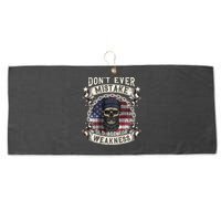 Skull American Flag Dont Ever Mistake Old Age For Weakness Large Microfiber Waffle Golf Towel