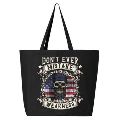 Skull American Flag Dont Ever Mistake Old Age For Weakness 25L Jumbo Tote