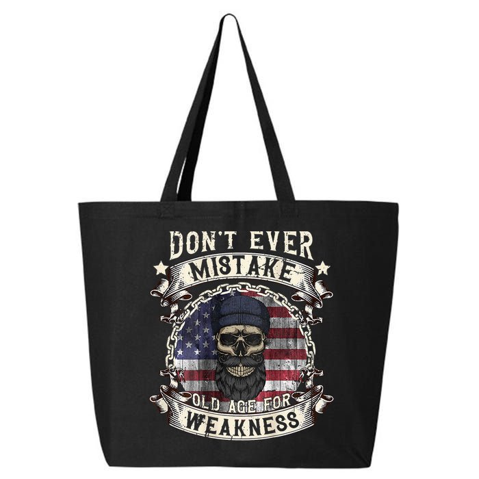 Skull American Flag Dont Ever Mistake Old Age For Weakness 25L Jumbo Tote