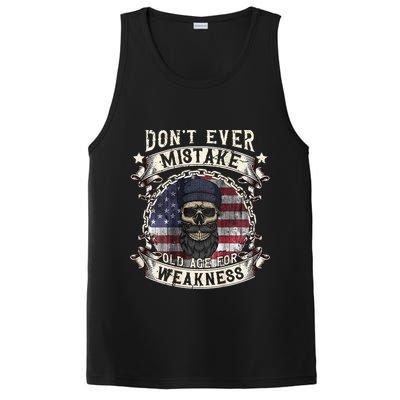 Skull American Flag Dont Ever Mistake Old Age For Weakness PosiCharge Competitor Tank