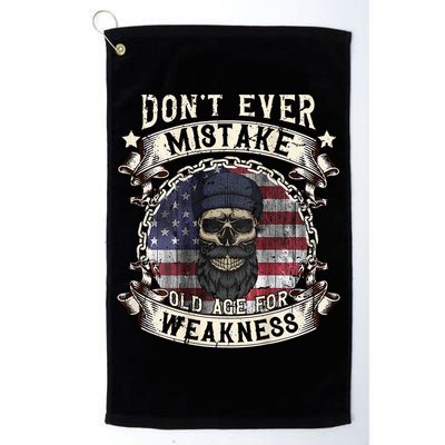 Skull American Flag Dont Ever Mistake Old Age For Weakness Golf Towel