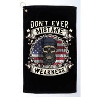 Skull American Flag Dont Ever Mistake Old Age For Weakness Golf Towel