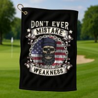 Skull American Flag Dont Ever Mistake Old Age For Weakness Golf Towel