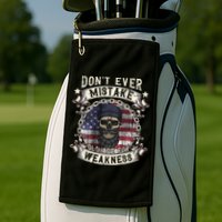 Skull American Flag Dont Ever Mistake Old Age For Weakness Golf Towel