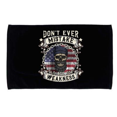 Skull American Flag Dont Ever Mistake Old Age For Weakness Microfiber Hand Towel