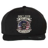 Skull American Flag Dont Ever Mistake Old Age For Weakness Wool Snapback Cap