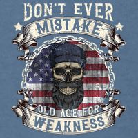 Skull American Flag Dont Ever Mistake Old Age For Weakness Garment-Dyed Sweatshirt
