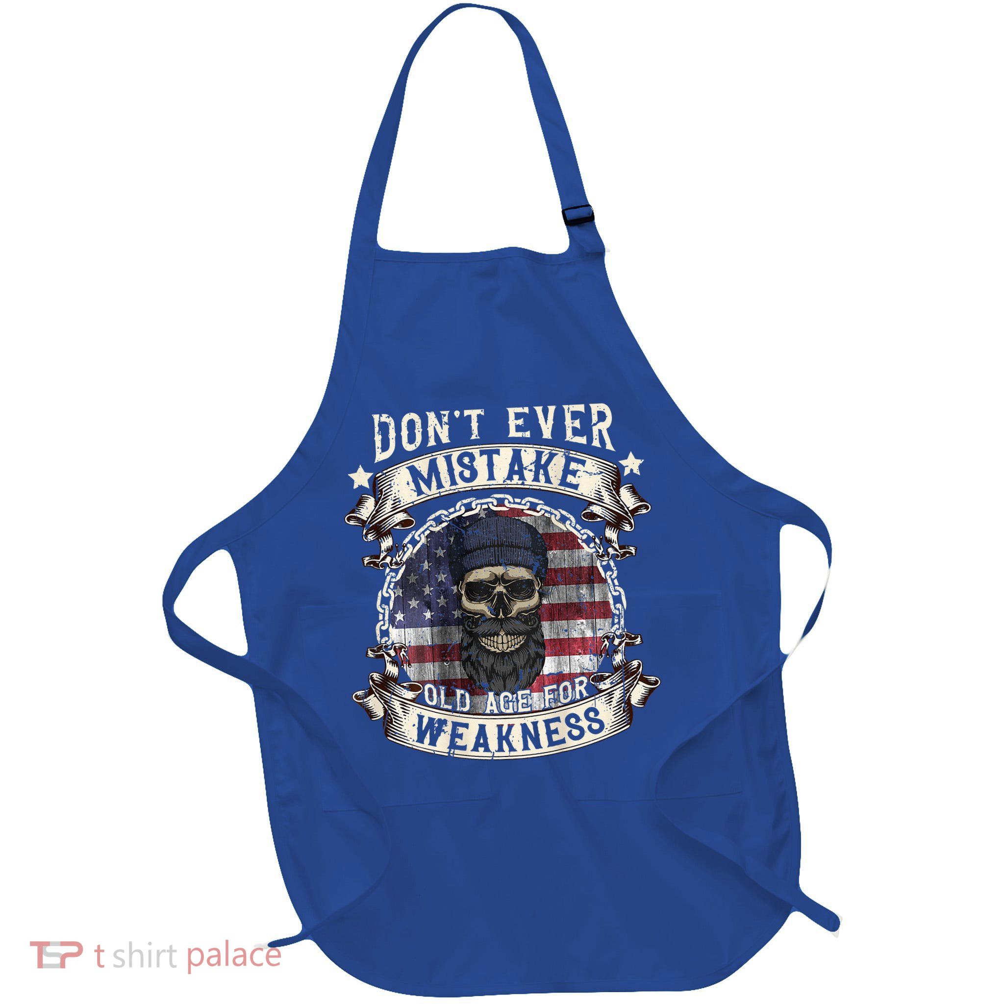 Skull American Flag Dont Ever Mistake Old Age For Weakness Apron