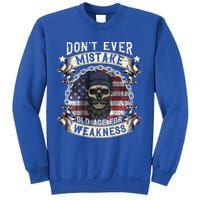 Skull American Flag Dont Ever Mistake Old Age For Weakness Sweatshirt